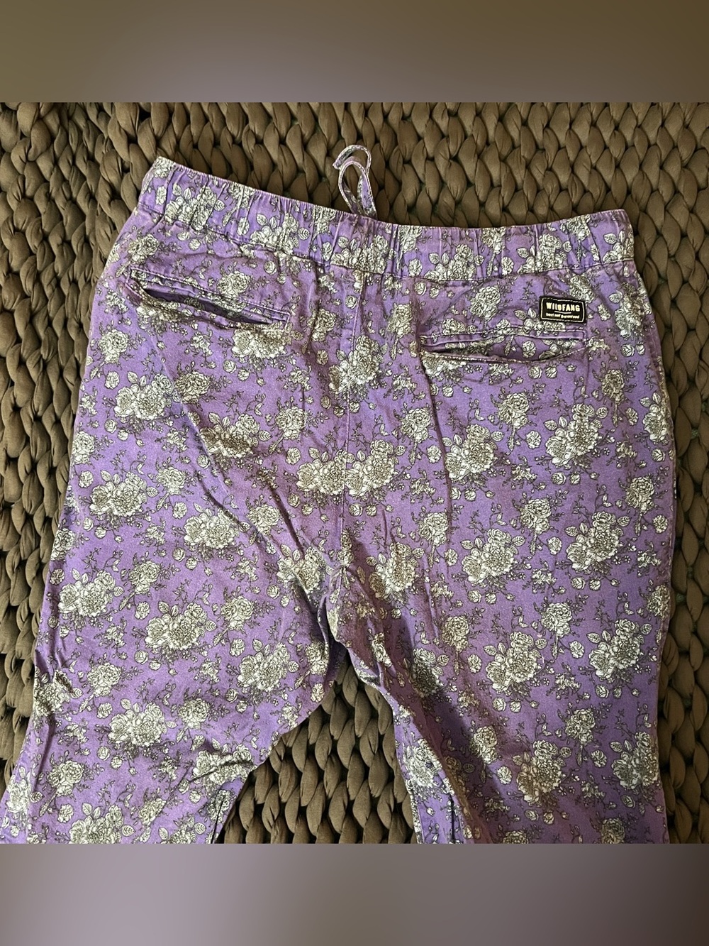 Wildfang Essential Drawstring Pant blue and purple floral medium - Picture 3 of 5